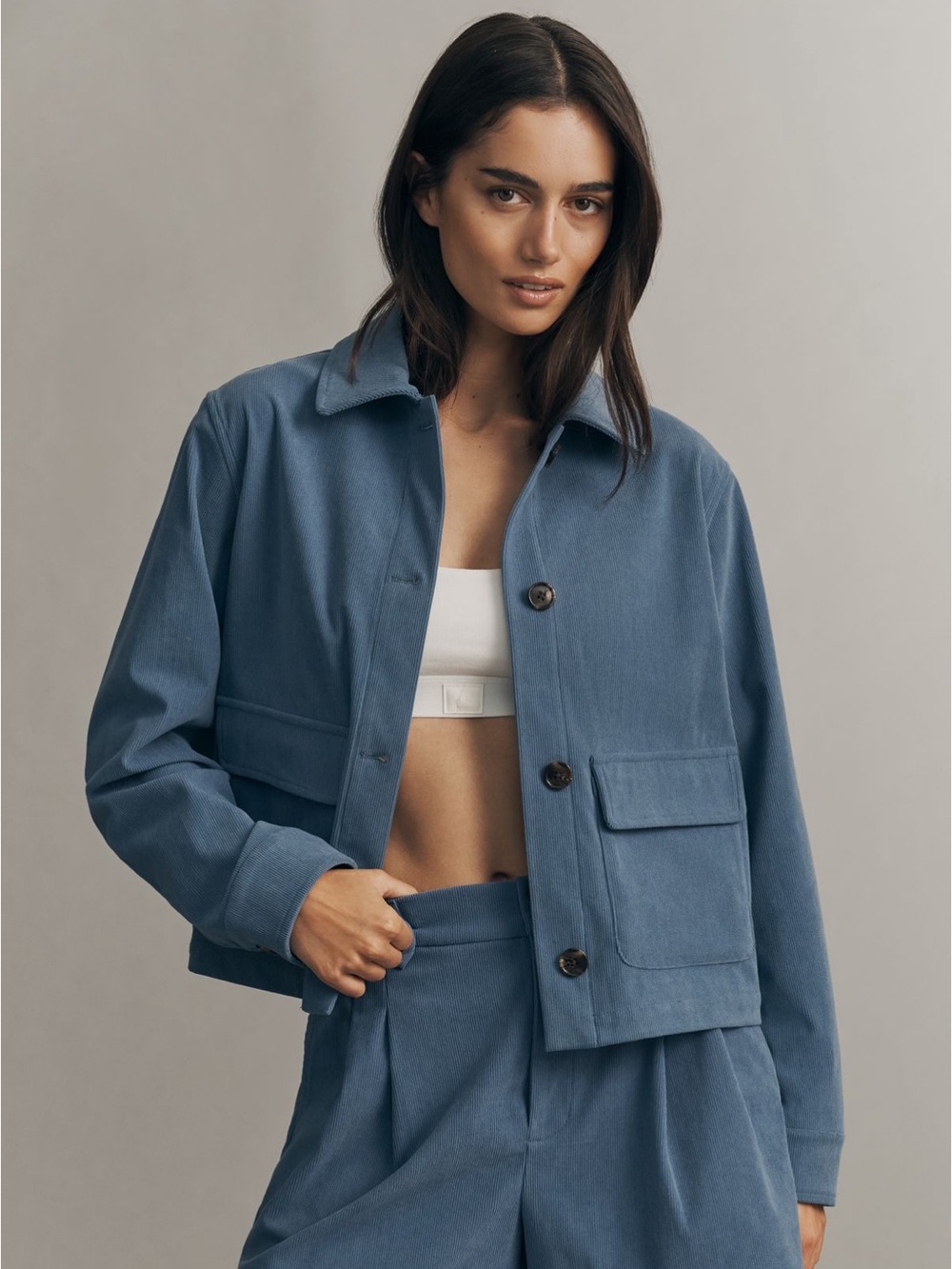 (NWT) Varley Carlotta Cropped Corduroy Button-Down Jacket